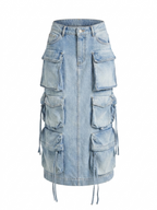 Audacious Denim Cargo Midi Skirt