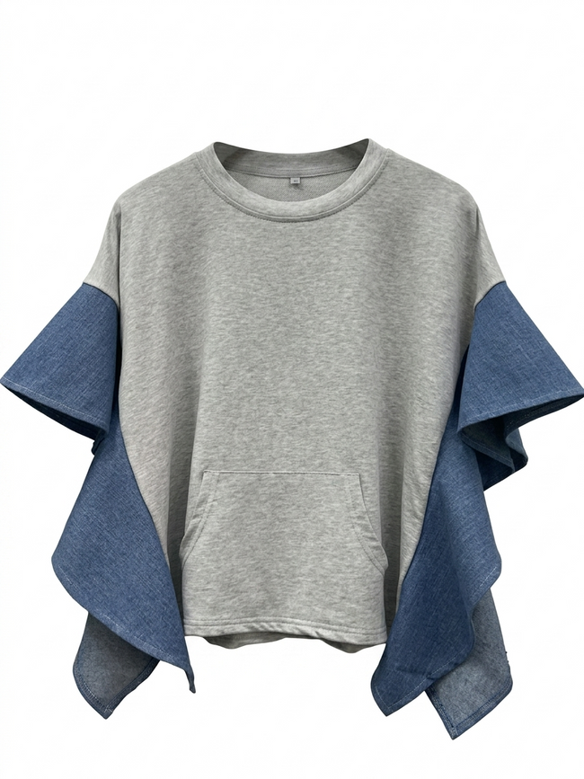 Audacious Denim Ruffle T-Shirt Hover Image