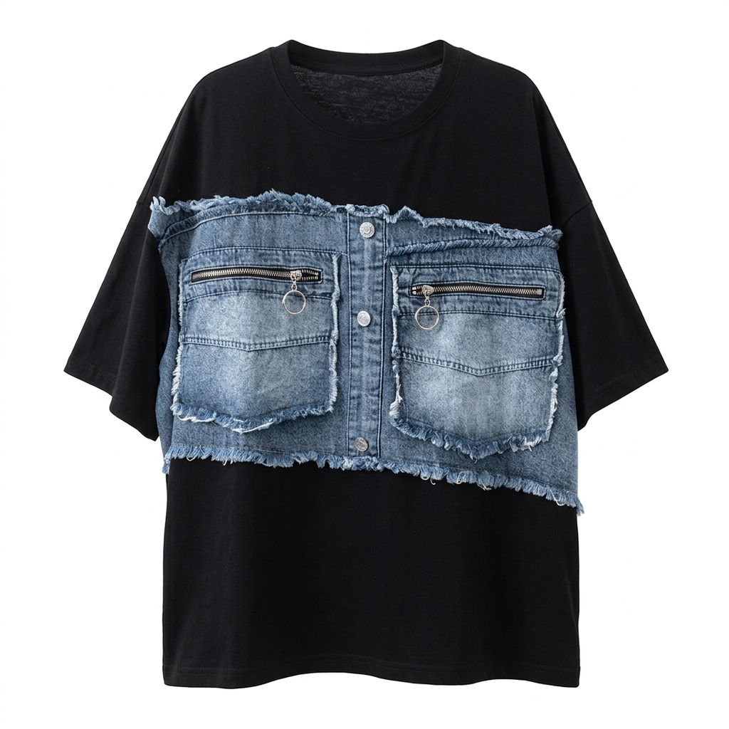 Audacious Patchwork Denim T-Shirt