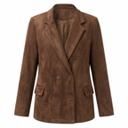 Confident Double Breasted Faux Suede Blazer