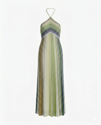 Vibrant Striped Halter Maxi Dress
