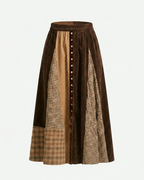 Grounded Plaid Patchwork A-Line Skirt