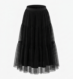 Divine Polka Dot Mesh Midi Skirt