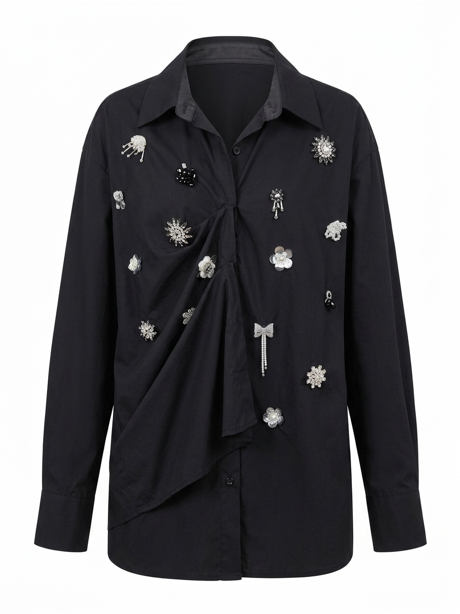 Audacious Rhinestone Long Sleeve Shirt