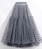 Divine Polka Dot Mesh Midi Skirt
