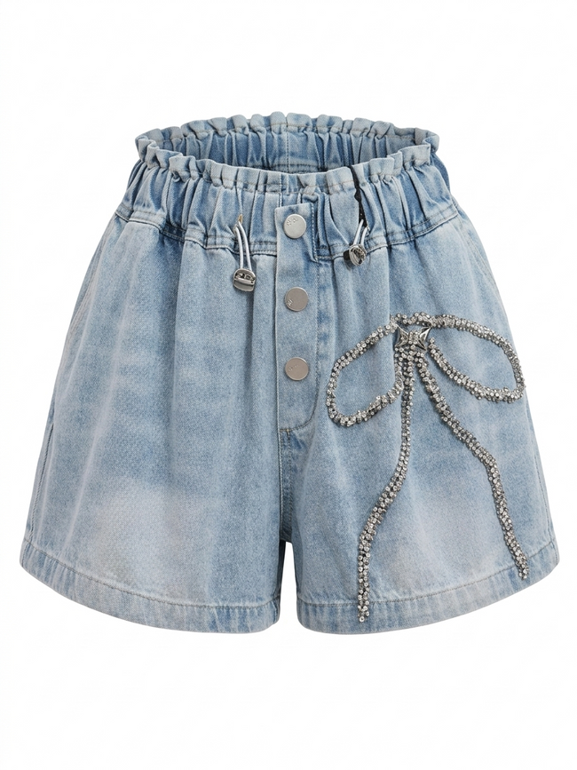 Vibrant Crystal Denim Shorts Hover Image