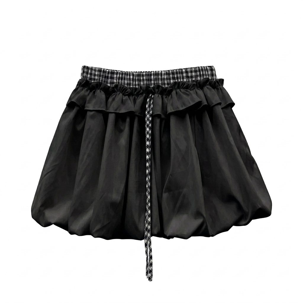 Free Spirit Ruffle Patchwork Mini Skirt