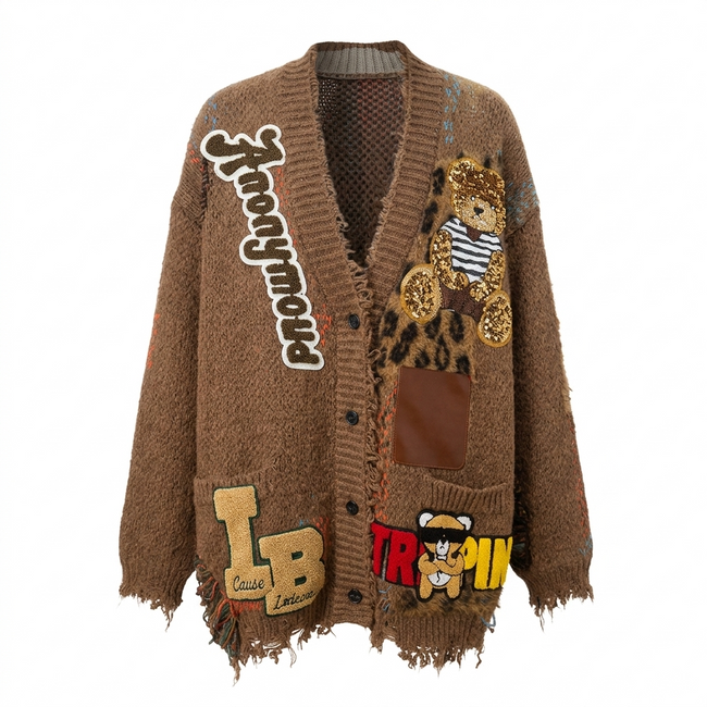 Audacious Patchwork Knit Cardigan Hover Image