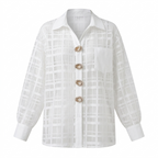 Bold Mesh Plaid Blouse