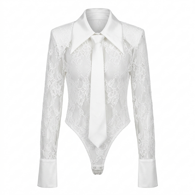 Audacious Lace Tie Bodysuit Hover Image