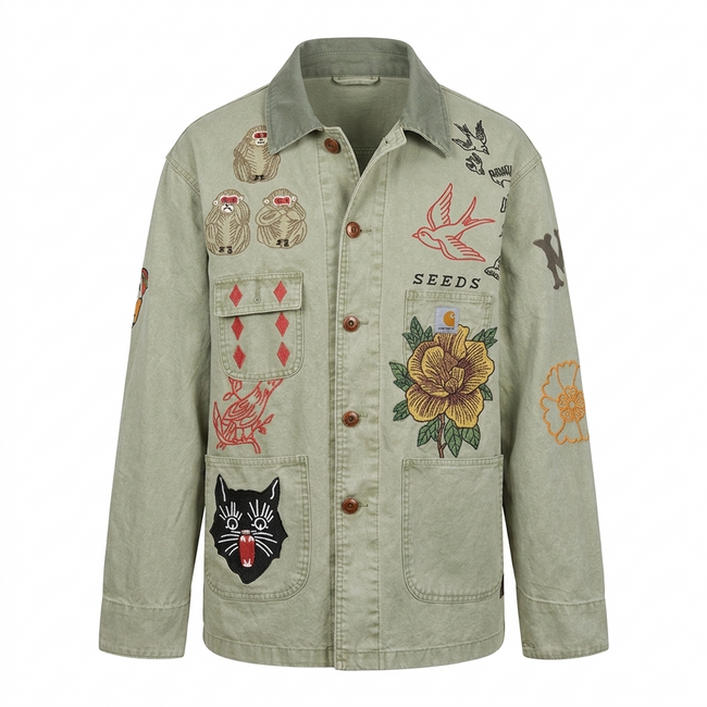 Audacious Floral Embroidered Denim Jacket Hover Image
