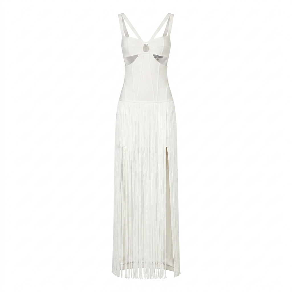 Fierce Cut-Out Tassel Maxi Dress