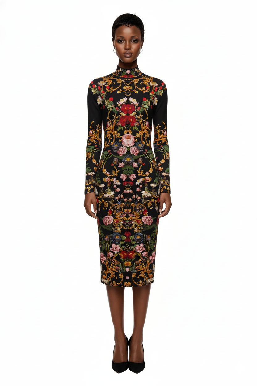 Delora Midi Dress In Evermine