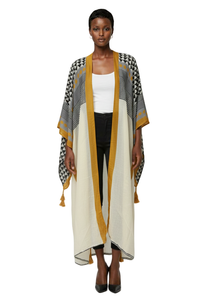 Geometric Printed Tassel Kaftan Hover Image