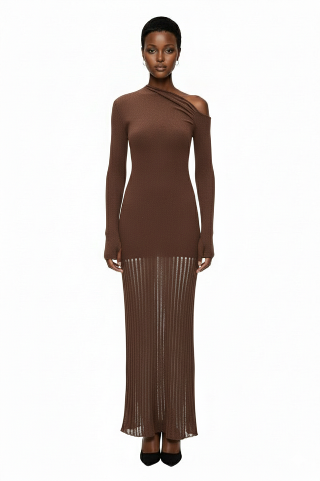 Greta One Shoulder Knit Maxi Dress Hover Image