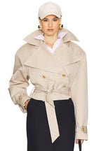 Helsa Oversized Cropped Trench in Chino