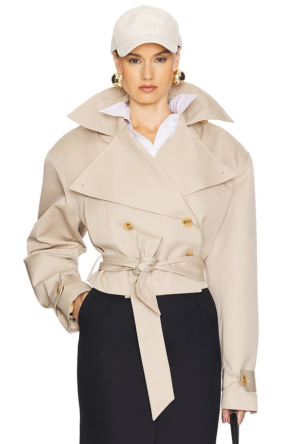 Helsa Oversized Cropped Trench in Chino