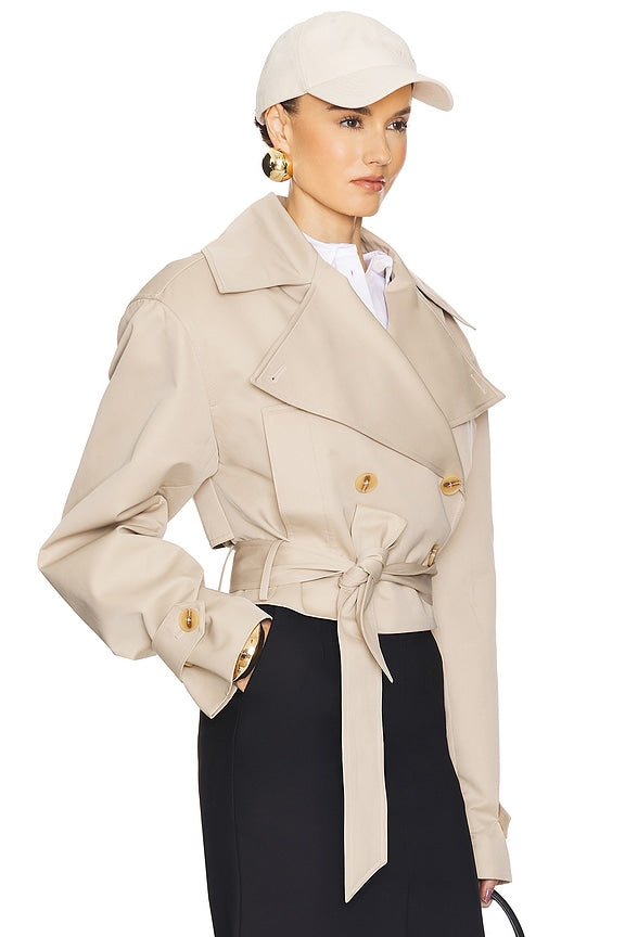 Helsa Oversized Cropped Trench in Chino