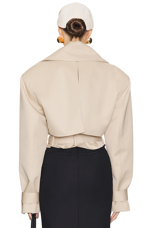 Helsa Oversized Cropped Trench in Chino