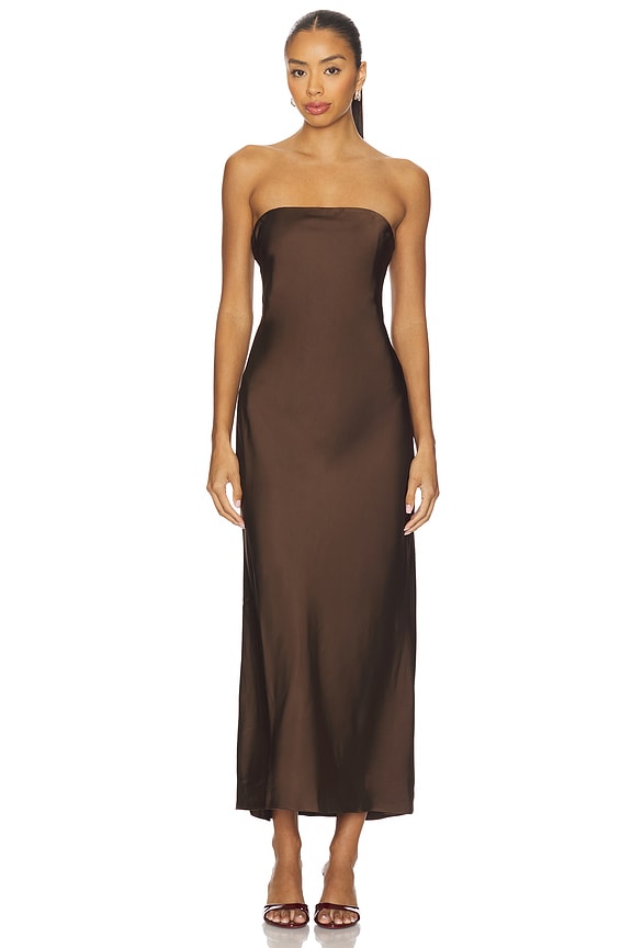 Mel Midi Dress in Chocolate Brown