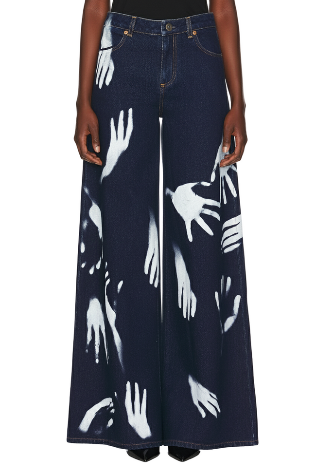 Handprint Wide Leg Jeans Hover Image