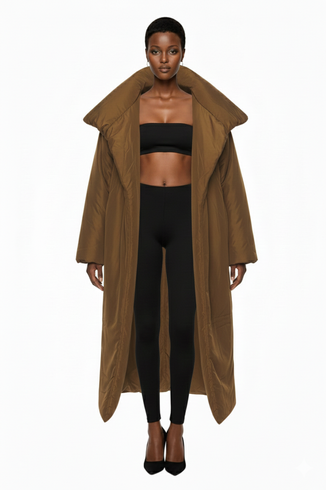 High Collar Sleeping Bag Coat Long Hover Image