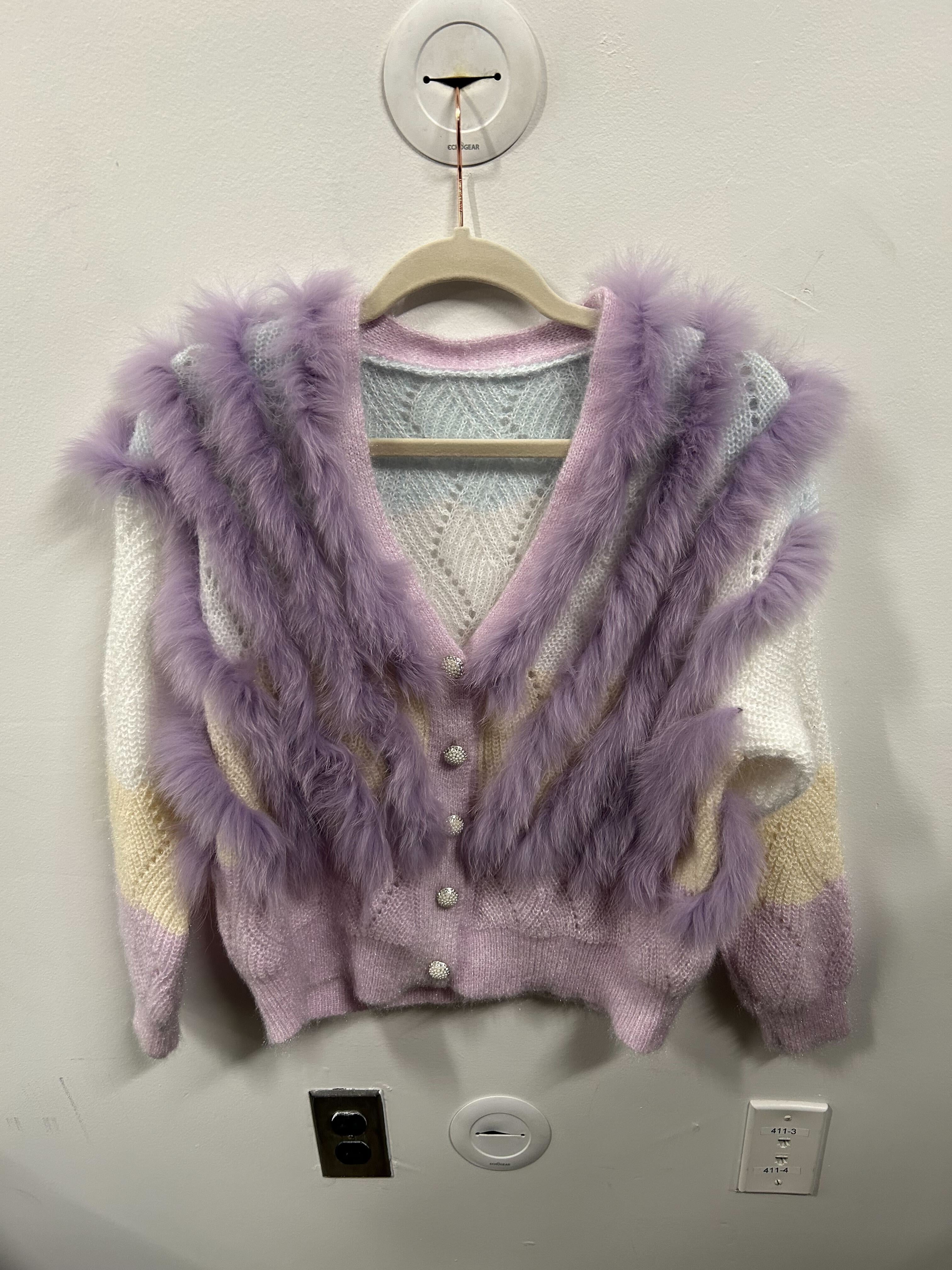 Lavender Plume Knit Cardigan
