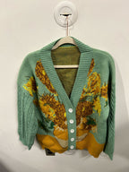 Impressionist Sunflower Knit Cardigan