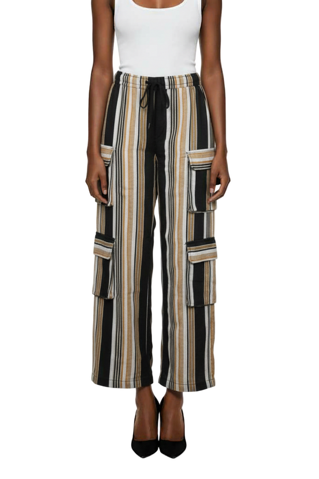 Ijele Aso Oke Cargo Jeans - Black Hover Image