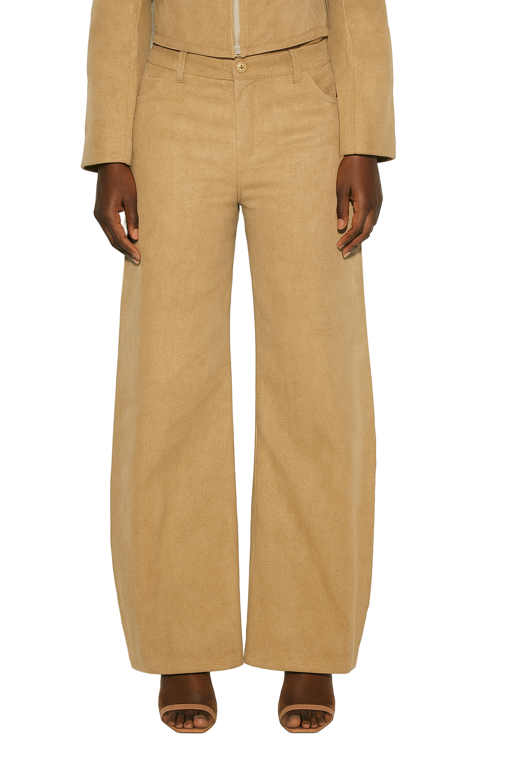 KIZN Designer Wide Leg Suede Trousers High Waist Palazzo Pants