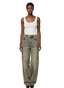 KIZN High Rise Washed Cargo Jeans Wide Leg Palazzo Denim Pants With Utility Pockets
