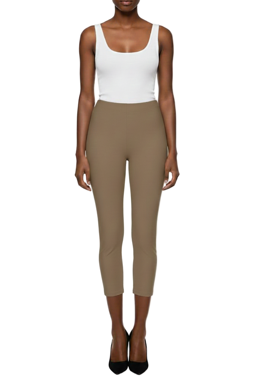 KIZN High Waisted Capri Leggings Cropped Length Slim Fit