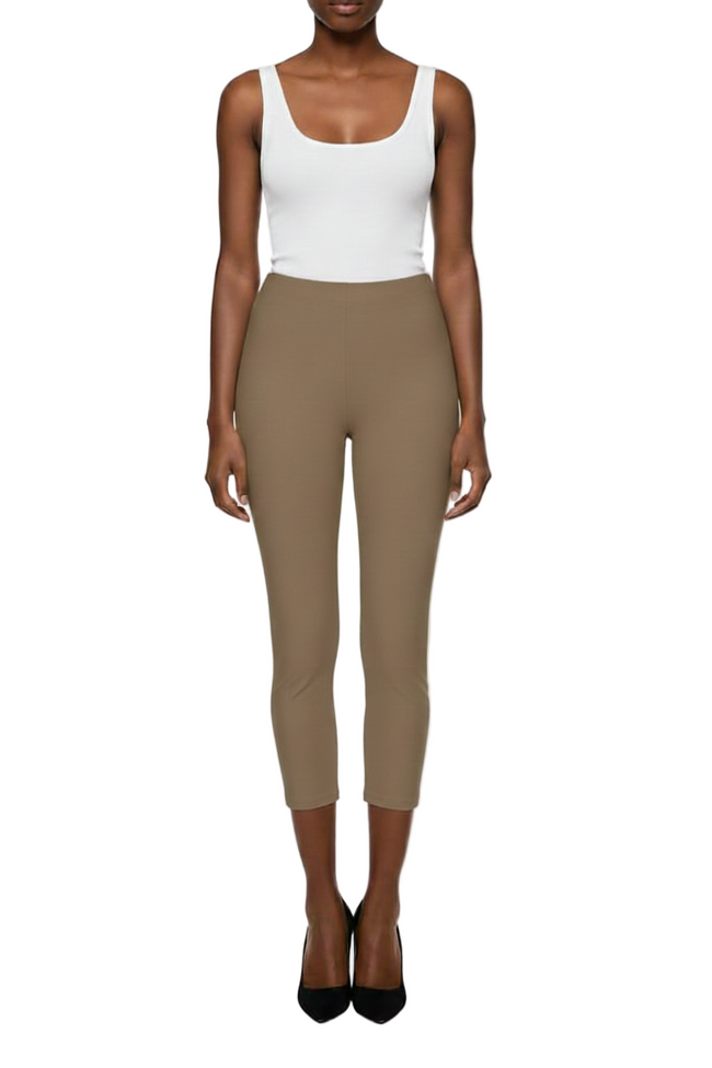 KIZN High Waisted Capri Leggings Cropped Length Slim Fit Hover Image