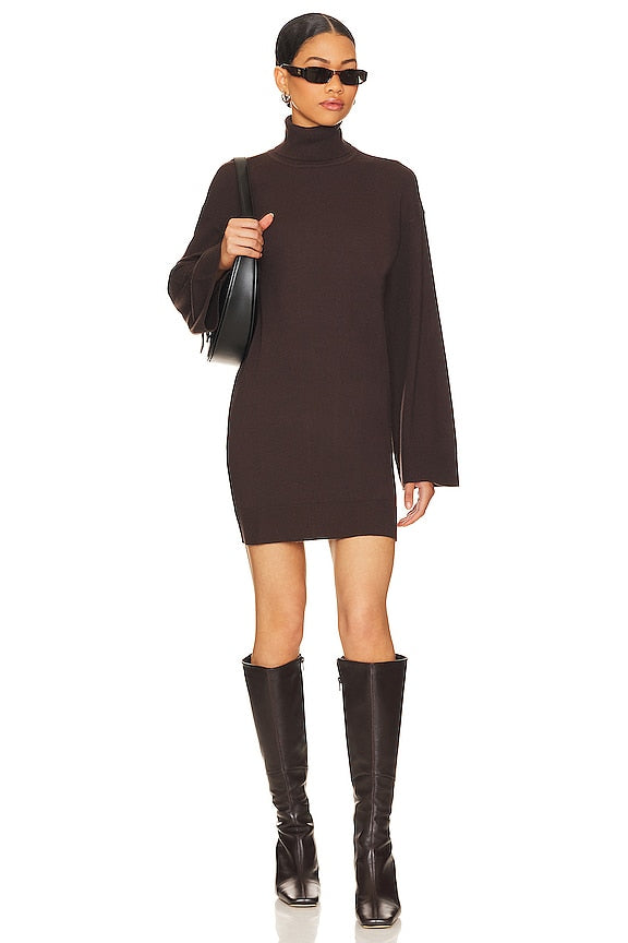 LPA Fallon Sweater Dress in Brown