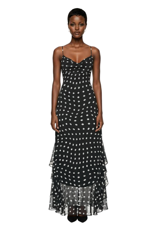 LPA Giulia Maxi Dress in Black And Cream Hover Image