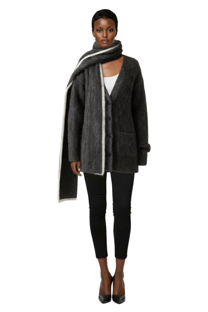 LYSMO 2025New Style Minimalist Women's Casual Drop Shoulder Loose Cardigan Sweater