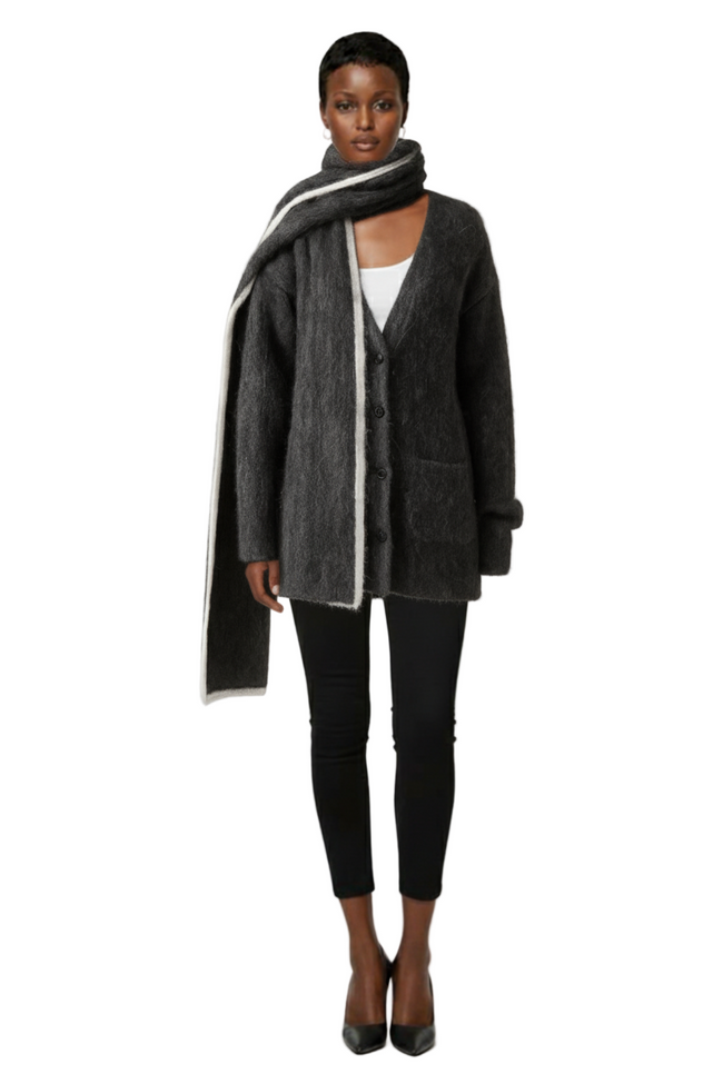 LYSMO 2025New Style Minimalist Women's Casual Drop Shoulder Loose Cardigan Sweater Hover Image