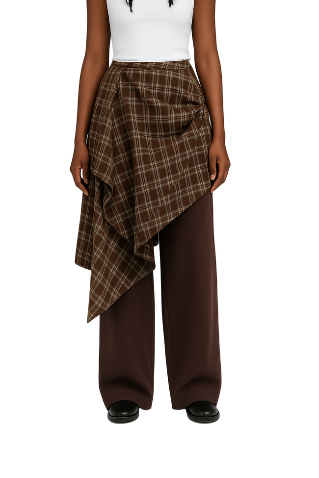 LYSMO 2025 New Women's Autumn Two Piece Set Brown Skirt/Brown Pants Hover Image