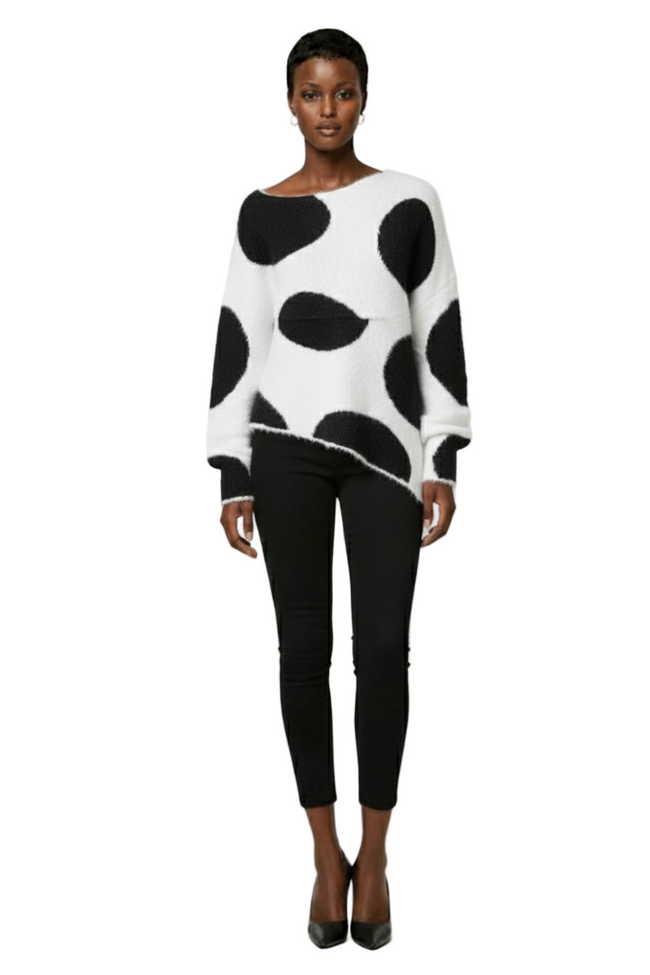 LYSMO 2025 New Arrive Minimalism Women's Geometric Pattern Oblique Shoulder Sweater Hover Image