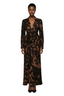 Leopard Print Long Sleeve Wrap Maxi Dress