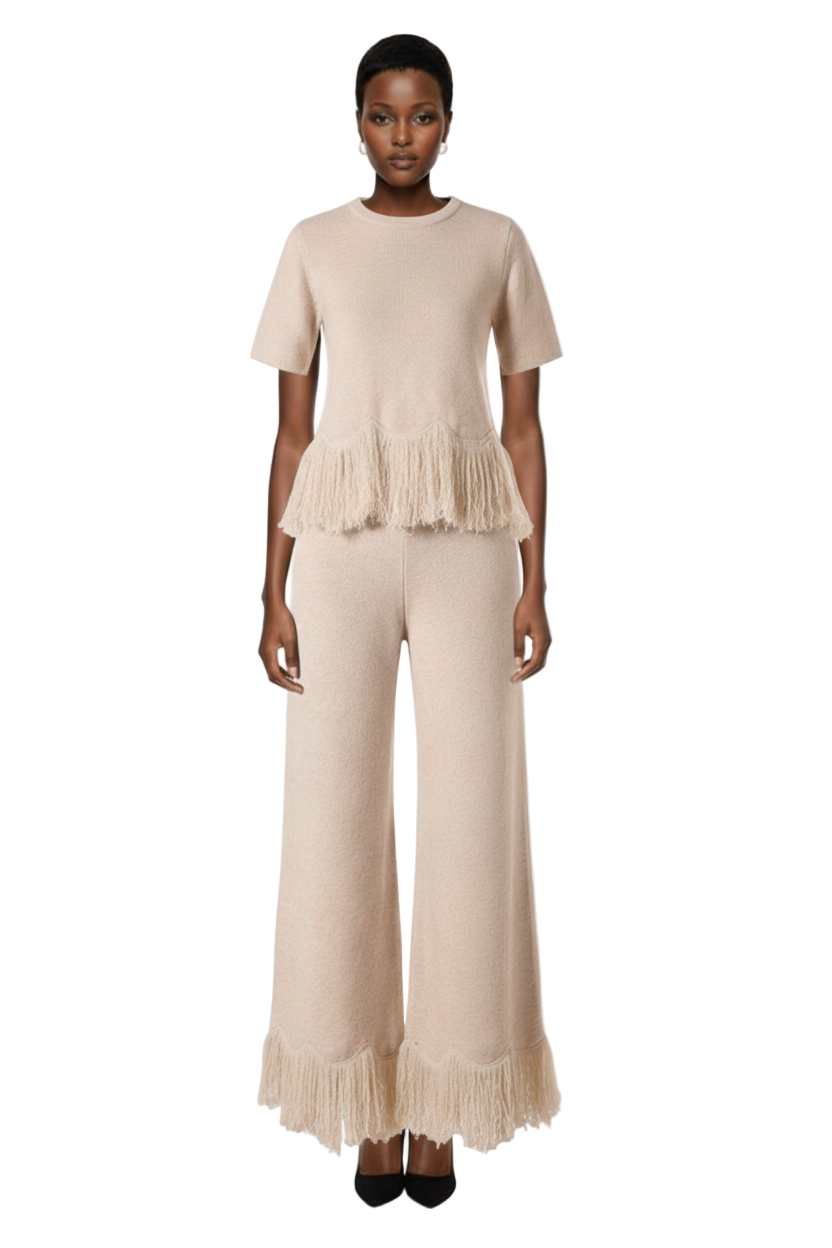 Lilora New Casual Short Asymmetrical Hem Tassel Fashion Sweater