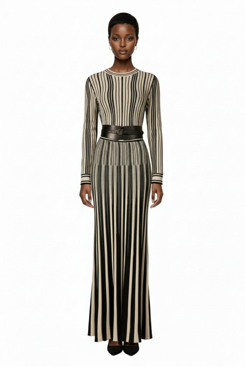 Lilora Women's Long Sleeve Waist Cinched Sweater Dress