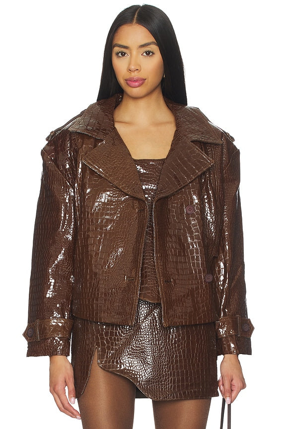 Brooklyn Trench Leather Coat