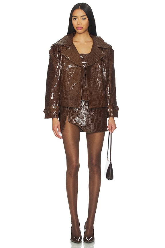 Brooklyn Trench Leather Coat