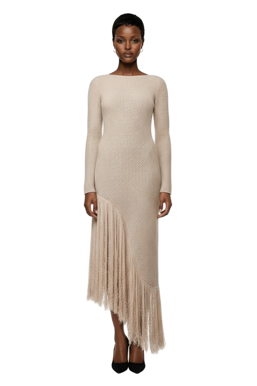 Long Sleeve Ribbed Knit Dress