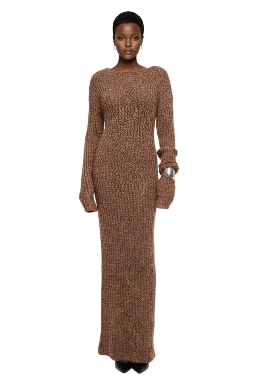 MUSERA Slouchy Long Sleeve Maxi Chunky Knit Dress