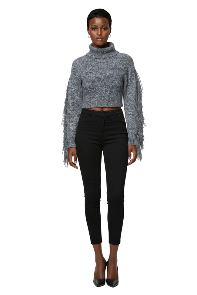 Maddison Fringe Turtleneck Sweater Hover Image