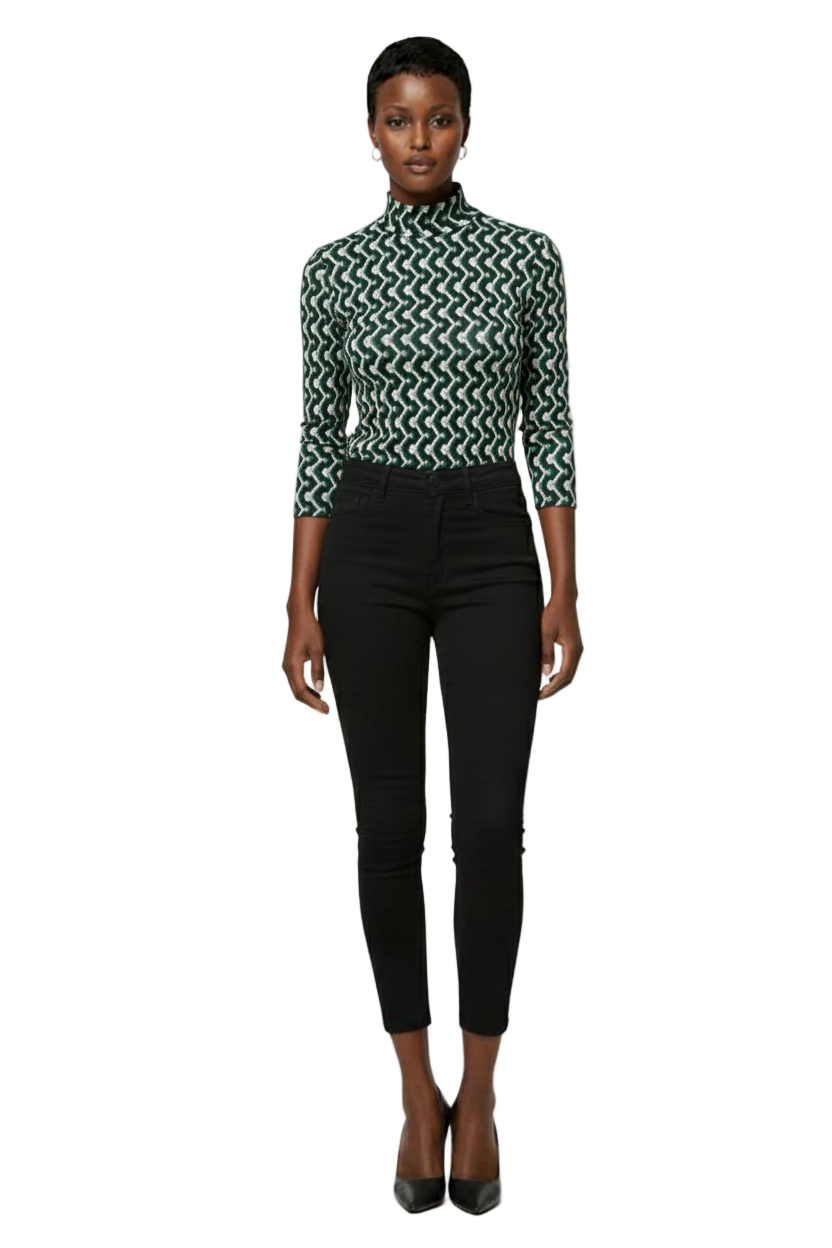 Maija Geo Print Mock Neck Tee,Autumn Outfits For Women