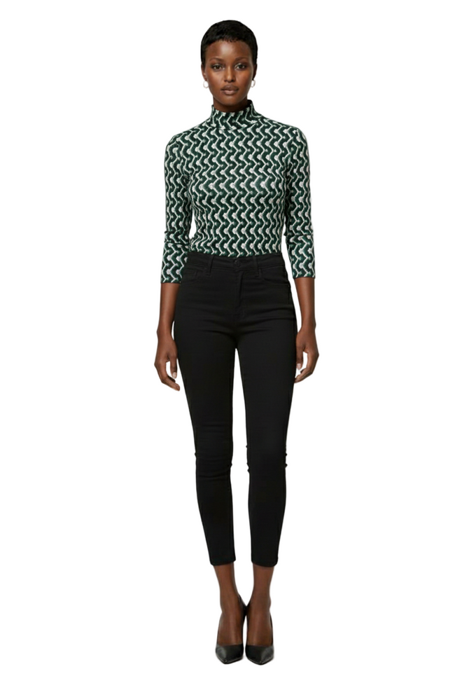 Maija Geo Print Mock Neck Tee,Autumn Outfits For Women Hover Image