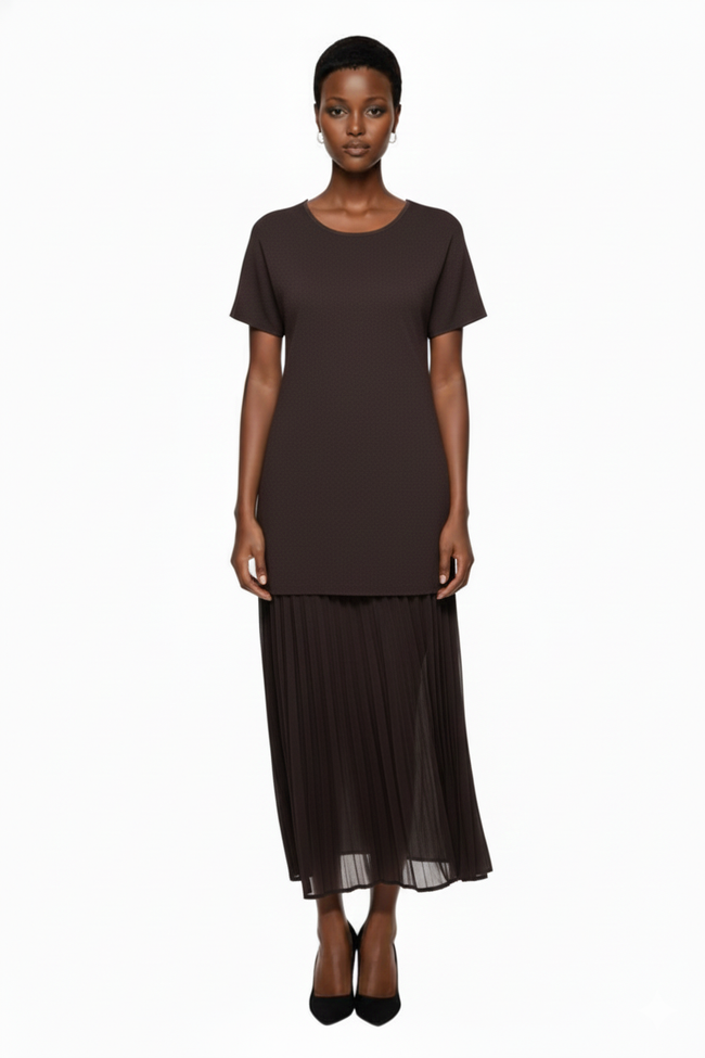 Maija 2025 Modern City Sleeveless/Half Sleeve Round Neck Patchwork Dress Hover Image